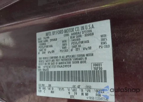 2000 Ford F-150 Work Series/Xl/Xlt z USA, uszkodzony, nr VIN 1FTZX1721YNA59959